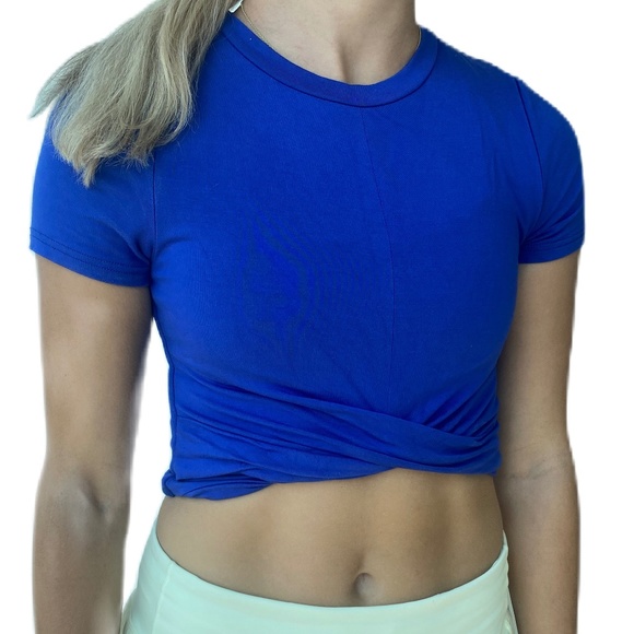 Superdown short sleeve tee Symone twist front crop top XS - Picture 2 of 10